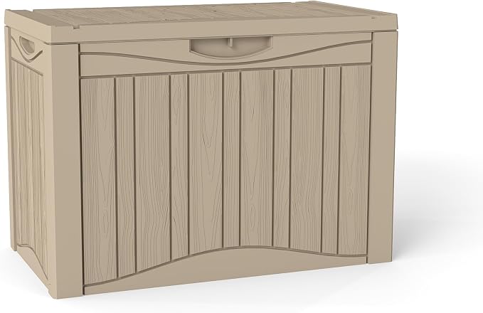 50 Gallon Lockable Resin Deck Box, Waterproof & UV-Resistant Outdoor Storage Box by Home