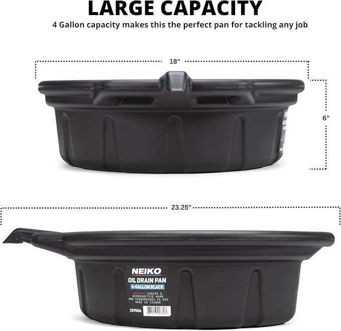 NEIKO 20760A Large Oil Drain Pan, 4 Gallon Capacity, Motor Oil Drip Catcher Pan - Image 2
