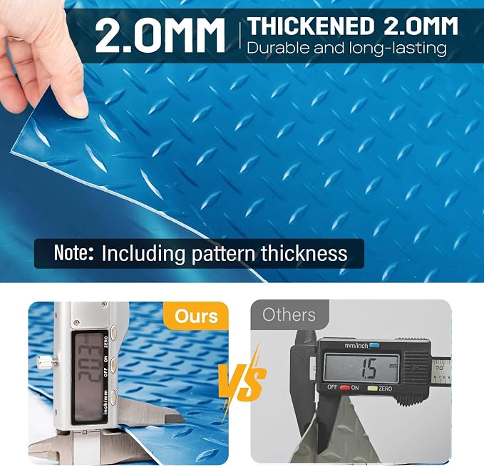 TUFFIOM 7.5 x 17 FT Garage Floor Mat, Thickened Diamond Plate PVC Garage Mats - Image 7