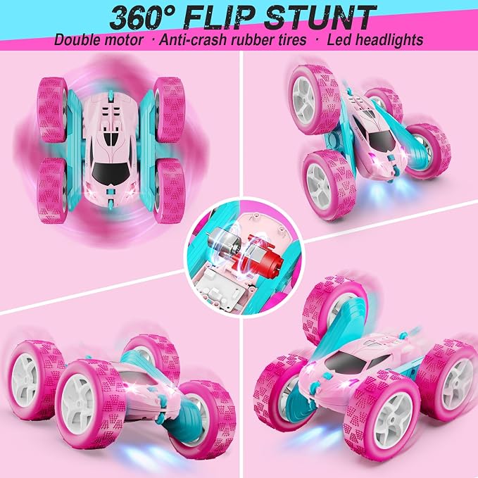 RC Cars, 2.4 GHZ Double Sided RC Stunt Car 360° Rotating Remote Control Crawler - Image 4
