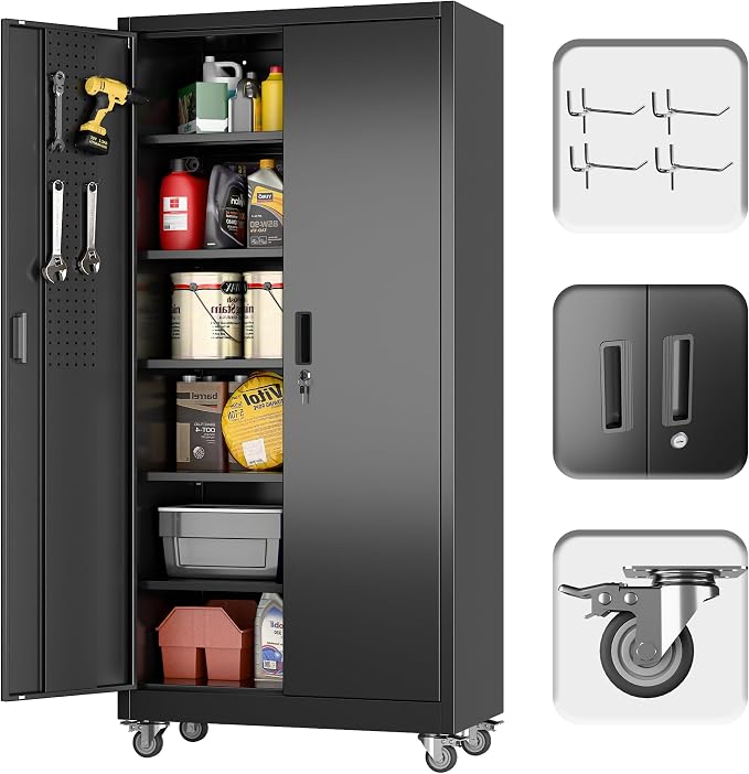 71" H×32" W×16" D Garage Storage Cabinet by GANGMEIMENTALSTORAGECABINET