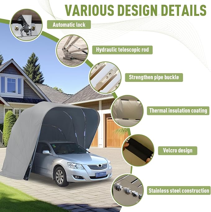 Stainless Steel Carport, Foldable Retractable Garage, Heavy Duty Mobile Carport - Image 7