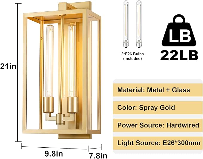 Outdoor Wall Sconce, Outside Lights Front Porch Light, Waterproof Modern Porch - Image 2