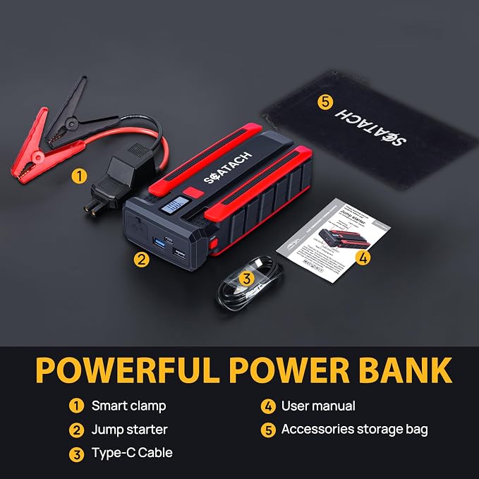 Scatach 002 5000A Car Battery Jump Starter, 12V Jump Starter Battery Pack - Image 4