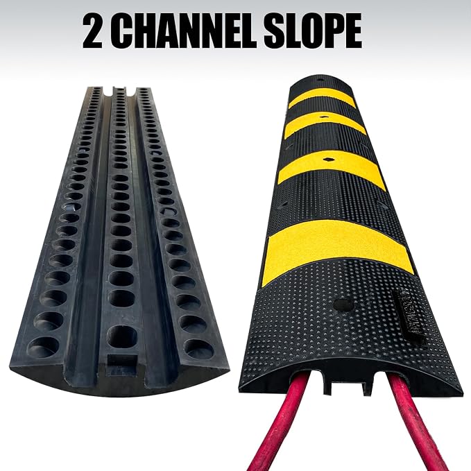 2 Channel Rubber Speed Bumps Humps, 6 Feet Long Traffic Driveway Ramp - Image 4