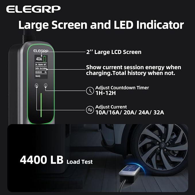 ELEGRP Level 2 EV Charger for Home, 40 Amp, ETL Certified, PBE & LCD Technology - Image 8