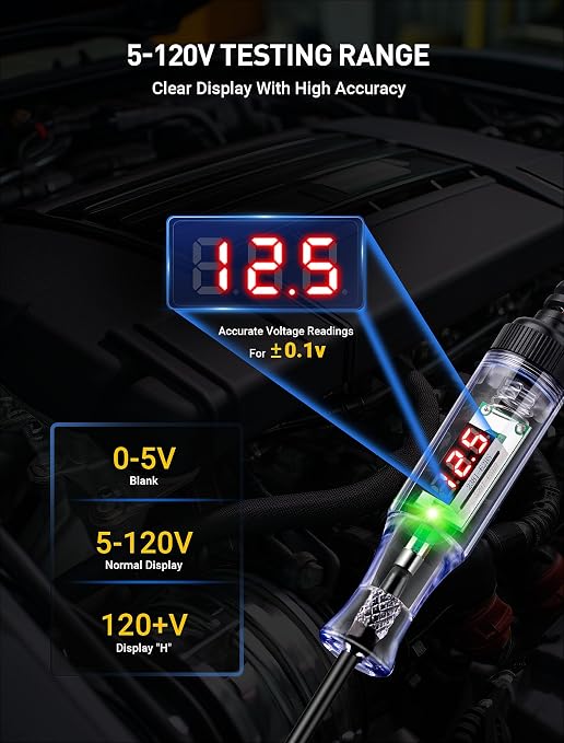 Automotive Test Light with 5-120V LED Digital Voltage Display, Circuit Tester - Image 3