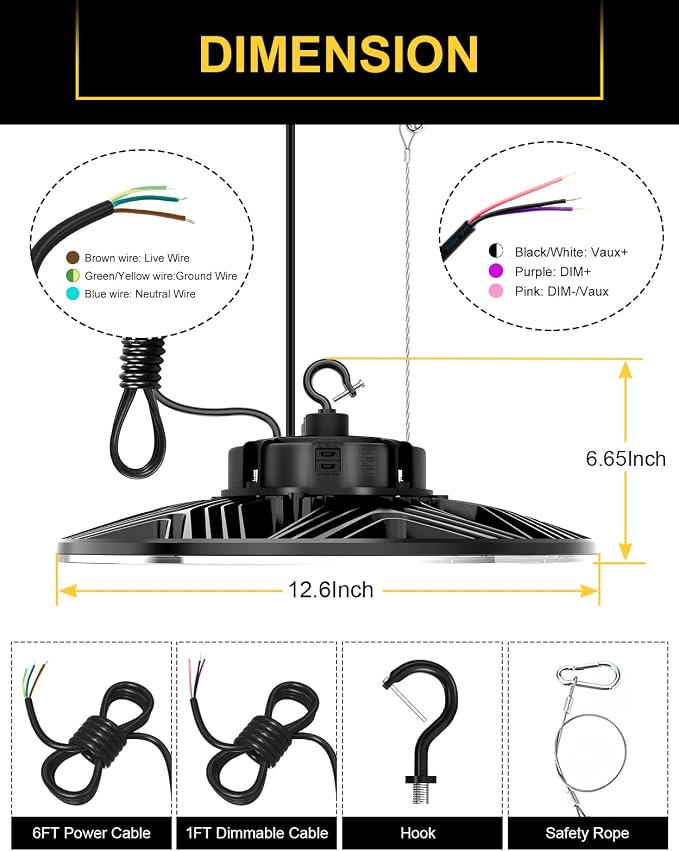UFO LED High Bay Light, 240W/200W/150W Adjustable, UL & DLC Listed - Image 7