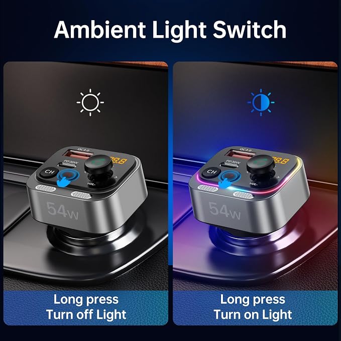 Syncwire Bluetooth 5.4 FM Transmitter Car Adapter 54W Wireless Radio Receiver - Image 7