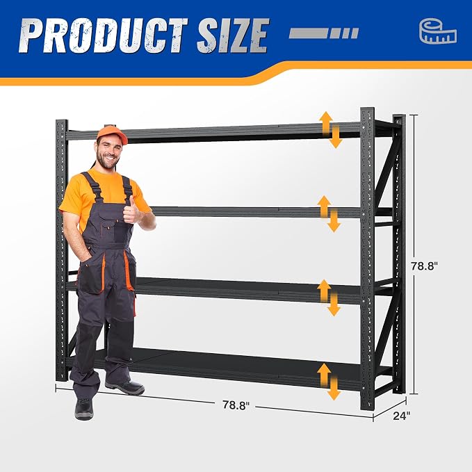 78.8" W Storage Shelves 7000lbs Garage Metal Shelving Heavy Duty Garage Shelves - Image 2