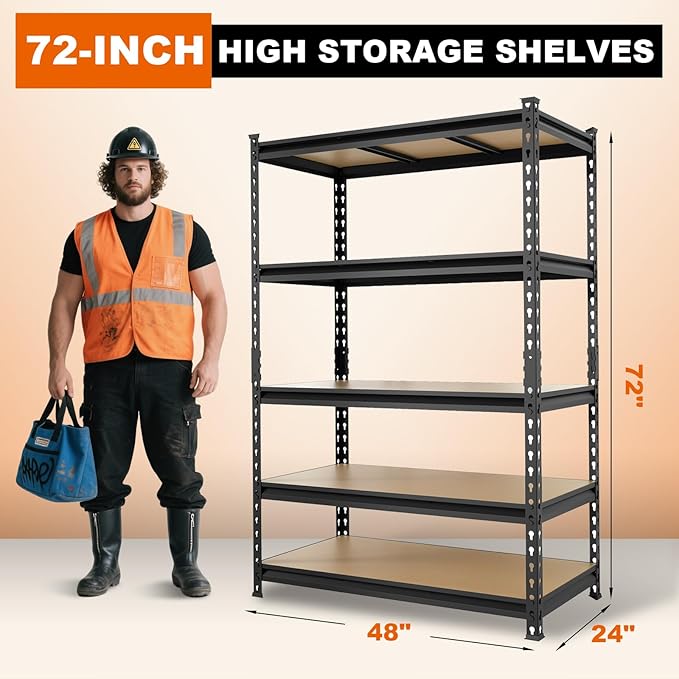 BIG RED Storage Shelving Unit, 5-Tier Adjustable, Heavy Duty Metal Garage - Image 3