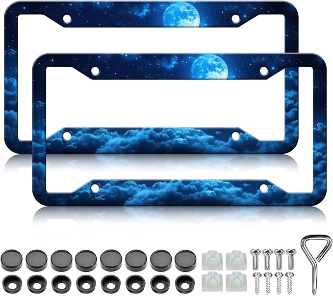 Moon Galaxy Starry Sky License Plate Frames by Unknown