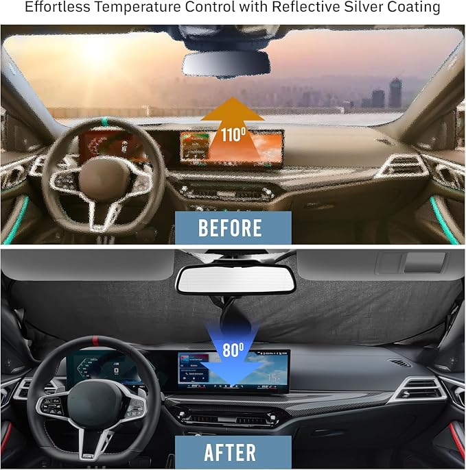 Foldable Windshield Sun Shade for Car – 240T Reflective UV and Heat Shield - Image 7