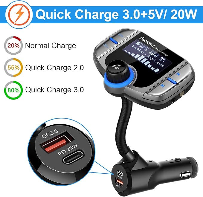 Upgraded Bluetooth FM Transmitter, Wireless Radio Adapter Hands Free Car Kit - Image 4