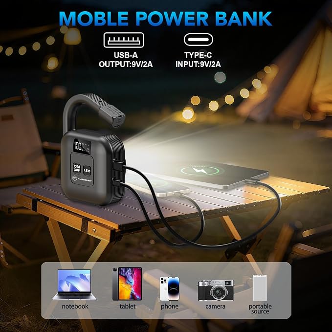 Portable Car Jump Starter with Camp Light, 2000A Peak, Ultrasafe 12V Battery - Image 5