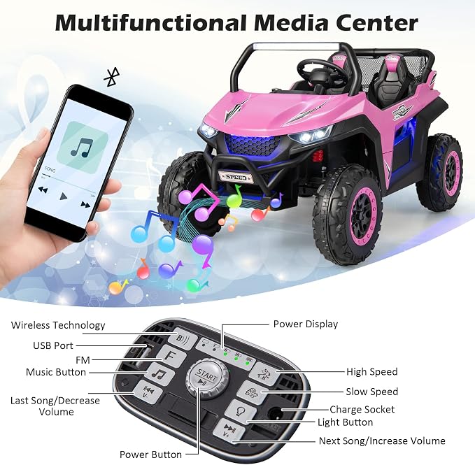 Costzon 2-Seater Ride on Car for Kids, 12V Kid' Electric Vehicles w/Remote - Image 3