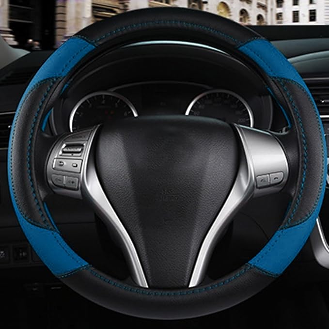 Leather Car Steering Wheel Cover, Non-Slip Car Wheel Cover Protector Breathable - Image 4