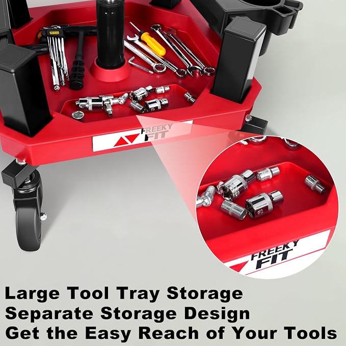 Rolling Shop Stool with Wheels, Adjustable Garage Mechanic Stool Seat Shop - Image 5