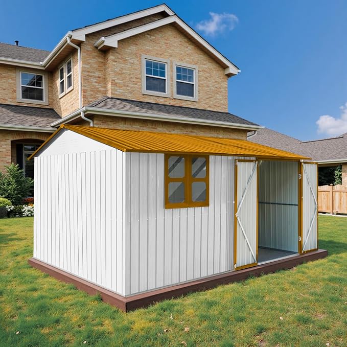 12 x 10 FT Outdoor Storage Shed, Metal Garden Tool Shed - Image 7