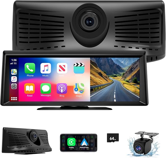 Wireless Carplay Screen for Car 2K Dash Cam, 8.1" HD Portable Car Stereo by Unknown