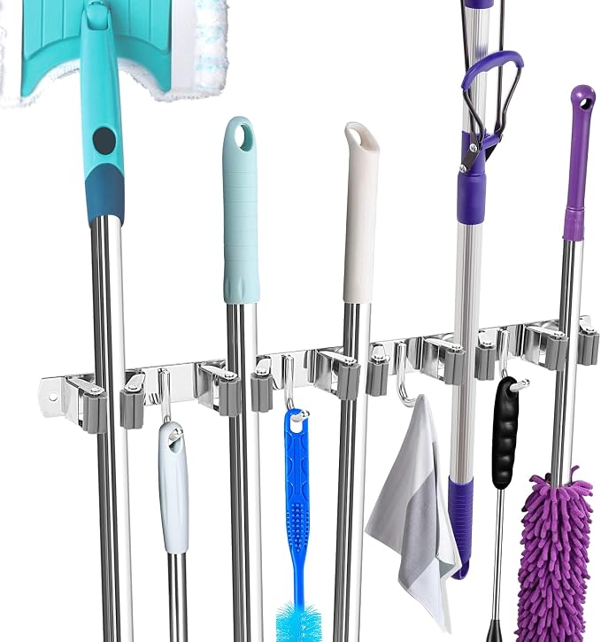 Broom Holder Wall Mount, Broom Organizer Wall Mount Stainless Steel Broom and by UNIFUN
