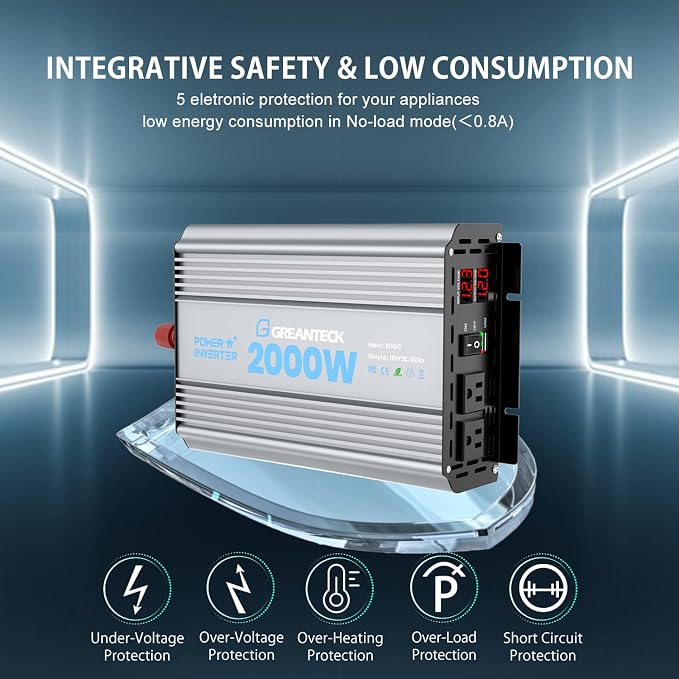 2000 Watt Power Inverter Modified Sine Wave, DC 12V to AC 110V 120V Converter - Image 5