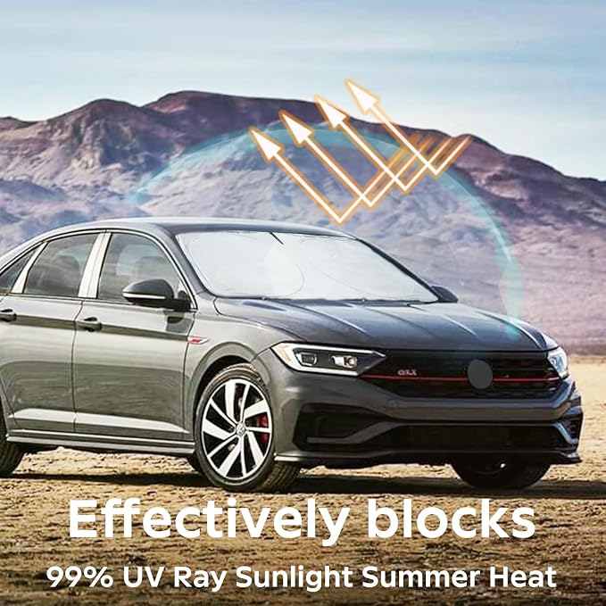 INSAUTO for VW Jetta 2020 Windshield Sun Shade Sunshade 2 Layers Front Window - Image 4