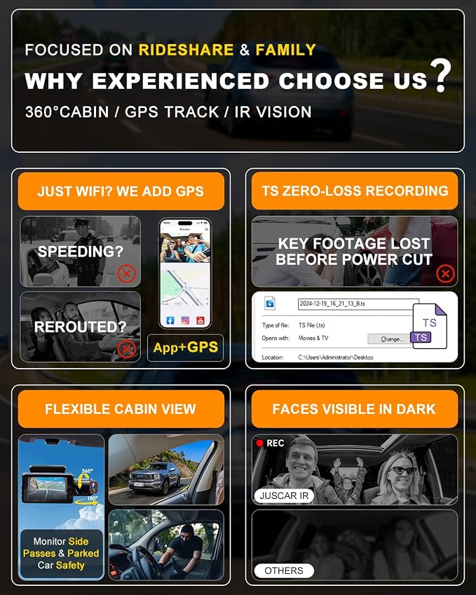 2.5K+1080P Dual Dash Cam Front and Inside, WiFi & GPS Dash Camera - Image 8