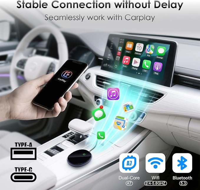 Wireless CarPlay Adapter for Apple iPhone 2025 Upgraded, Converts Wired to - Image 2