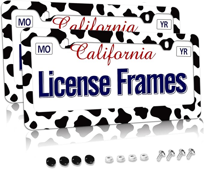 Cow Print Tag Cover for License Plate Frame, License Plate Frames Cow Print by Unknown