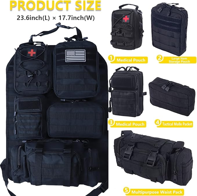 Universal Tactical Seat ​Back Organizer Vehicle Molle Panel Organizer Storage - Image 2