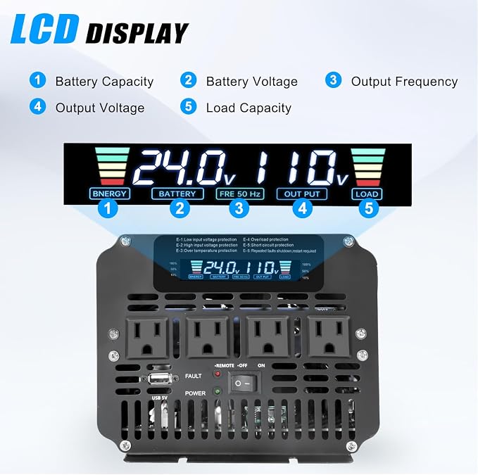 4000 Watt Power Inverter, Car Inverter 24V DC to 110V/120V AC Converter - Image 2