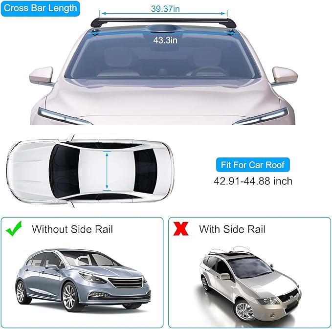43inch Universal Car Roof Rack, Aluminum Car Roof Rack Cross Bars, Anti-Theft - Image 3