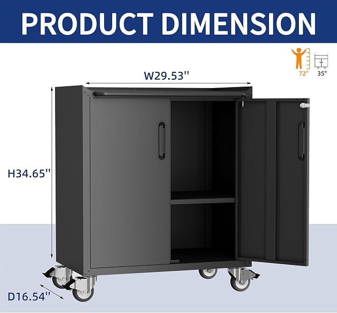 Metal Tool Cabinet, Garage Storage Cabinet System, Wall Cabinet & Locking - Image 2