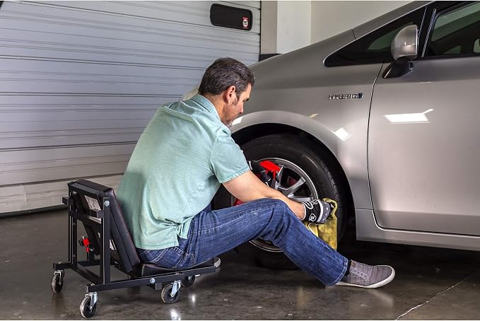 Powerbuilt 2-in-1 Rolling Creeper Seat Converts from High to Low Roller Seat - Image 9