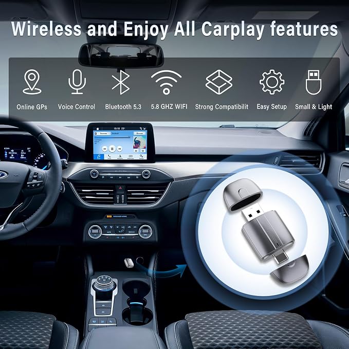 Wireless CarPlay Adapter for Apple, Plug & Play, Mini Size - Image 2