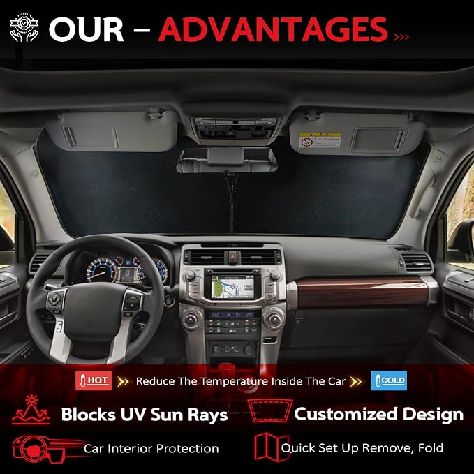 KAYZT Windshield Sun Shade for Toyota 4Runner 2010-2024 4-Runner Foldable - Image 2