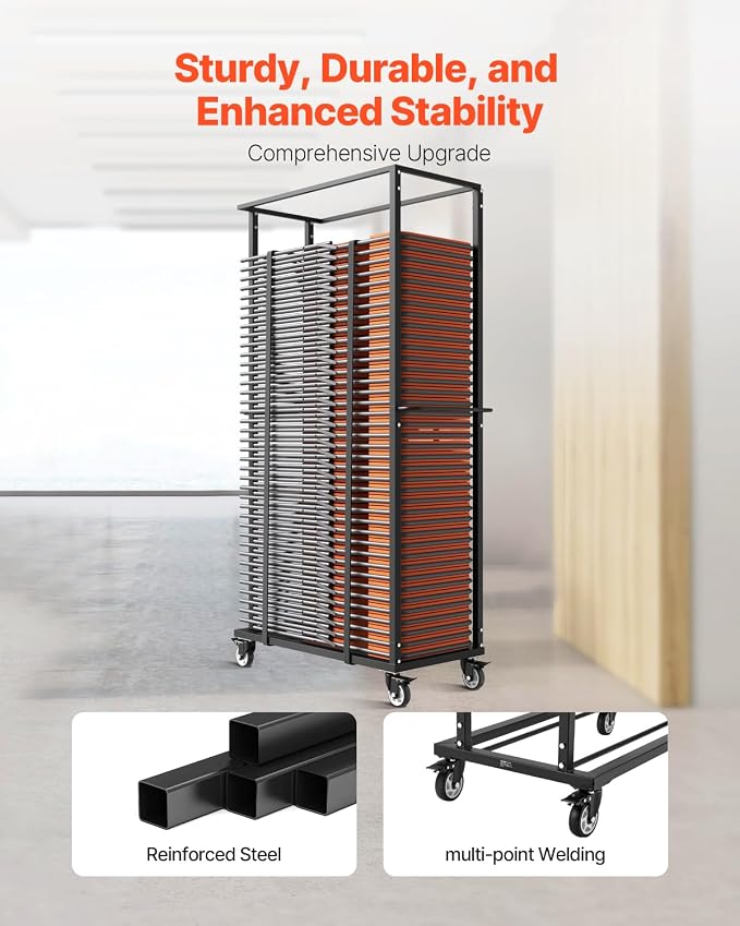 VEVOR Folding Chair Rack, 500 LBS Capacity, Heavy-Duty Chair Cart - Image 3