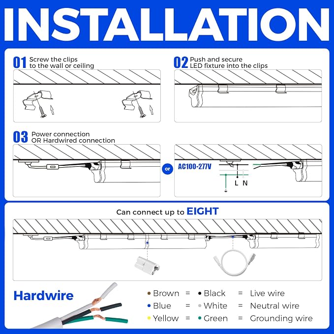 Barrina T5 4FT LED Shop Light, 5000K Daylight White, 20W Utility Light Fixture - Image 9