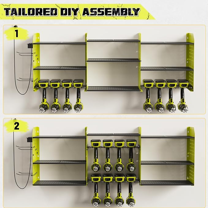 Power Tool Organizer with Charging Station Wall Mount, 3 Layer Expanded Heavy - Image 5