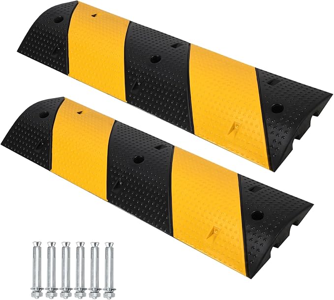 3.3 Ft Rubber Speed Bump, 2 Pack 2 Channel Modular Heavy Duty Speed Bumps Humps by Towallmark