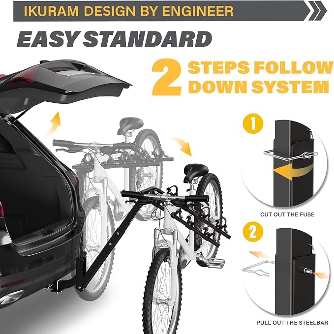 4 Bike Rack Bicycle Carrier Racks Hitch Mount Double Foldable Rack - Image 5