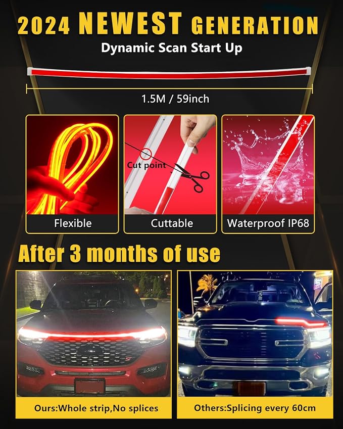 YM E-Bright Led Hood Light Strip Exterior Car Led Strip Light Waterproof - Image 2
