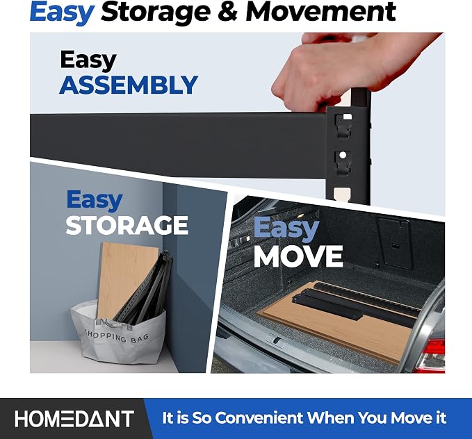 HOMEDANT 5 Tier Laminated Boltless Metal Shelving Unit Adjustable Garage - Image 8