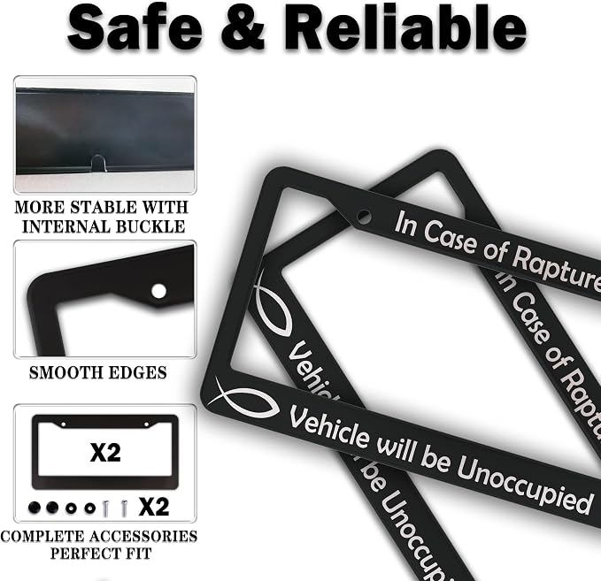License Plate Frames Black and White License Plate Frame in Case of Rapture - Image 4