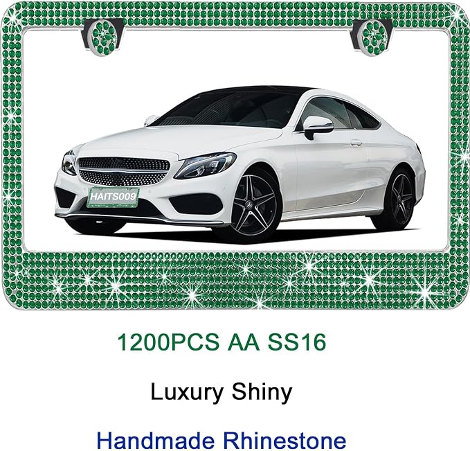 2 Pack License Plate Frames for Women, Sparkly Rhinestone Diamond Car - Image 5