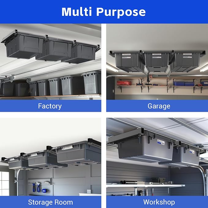 3 Pack Overhead Storage Bin Rack, Ceiling Racks - Image 2