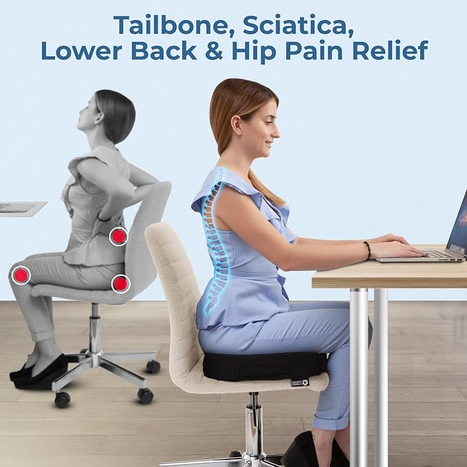 5 STARS UNITED Seat Cushion for Tailbone Pain Relief – Large Memory Foam - Image 3