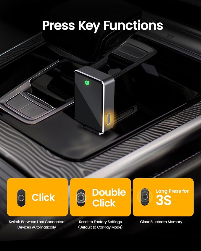 Wireless CarPlay Adapter, One Click Multi Device Switching Seamless Connection - Image 6