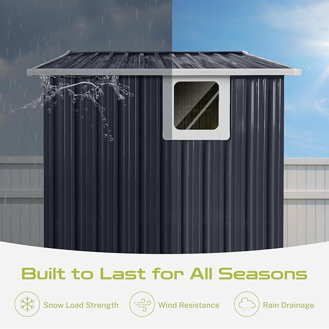 7x4.3 Ft Outdoor Storage Shed, Heavy-Duty Metal Shed - Image 6